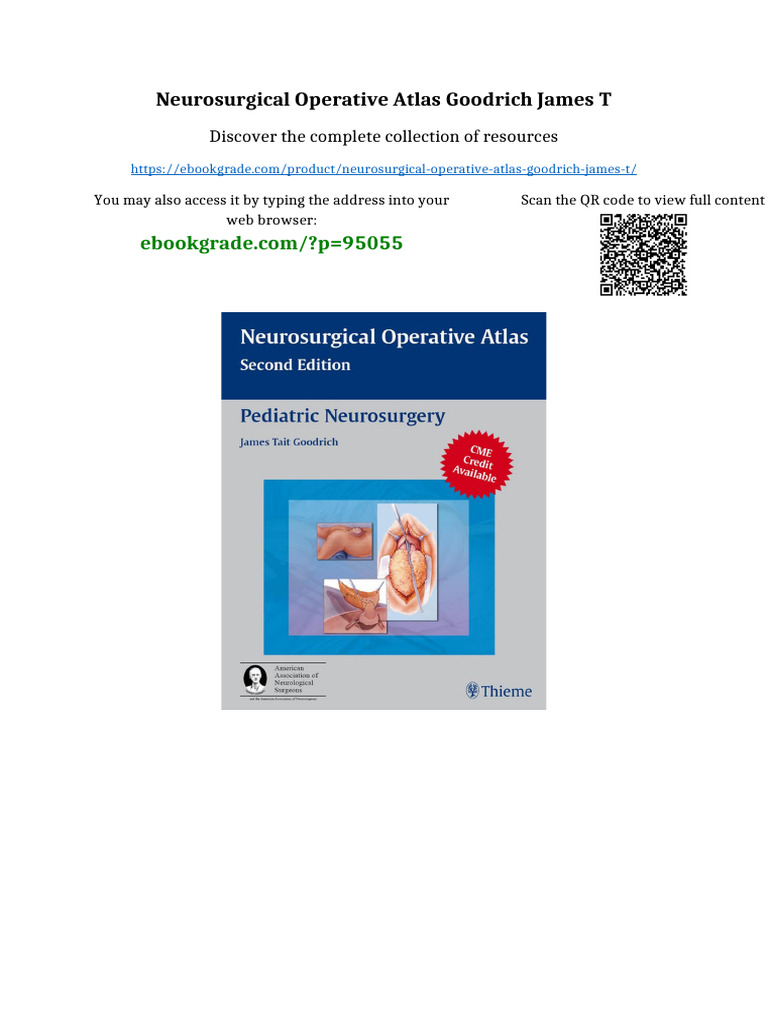 Neurosurgical Operative Atlas Goodrich James T Full | PDF | String ...