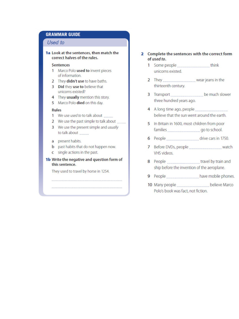Past Habits Extra Ex | PDF