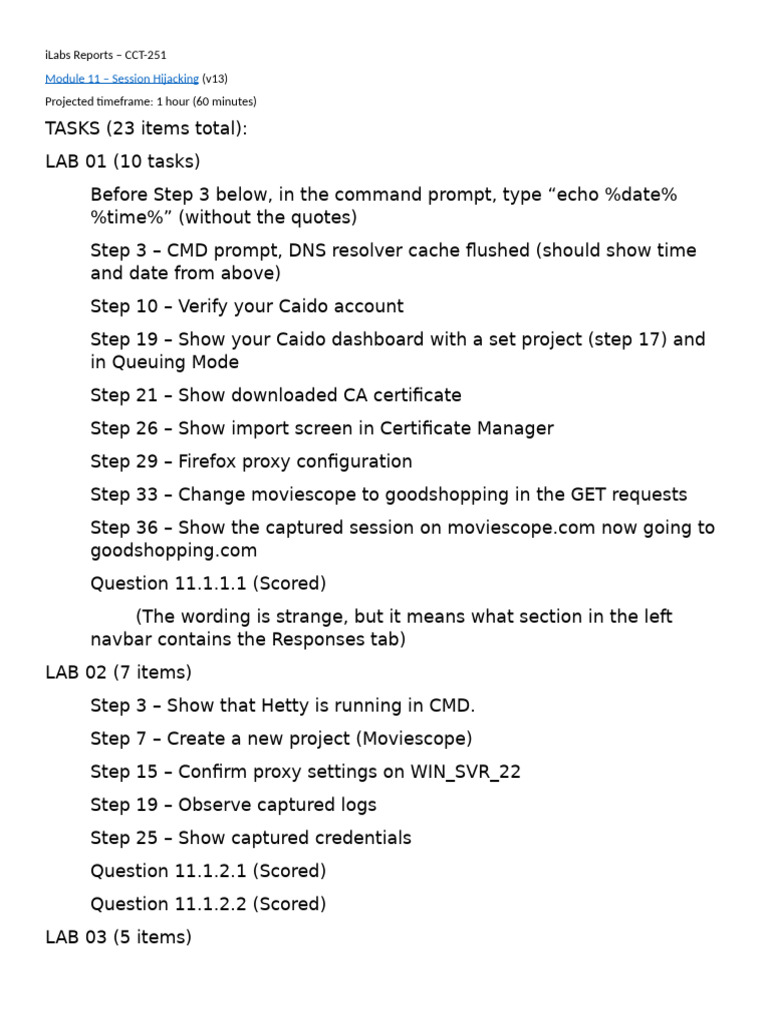 CEH v13 - Module 11 - Lab Task Checklist | PDF