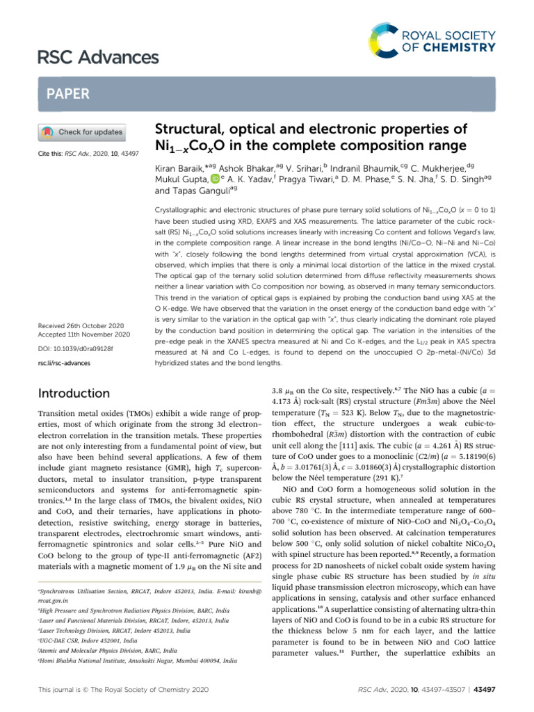 Structural Optical and Electronic Properties of Ni | PDF | Ionic ...