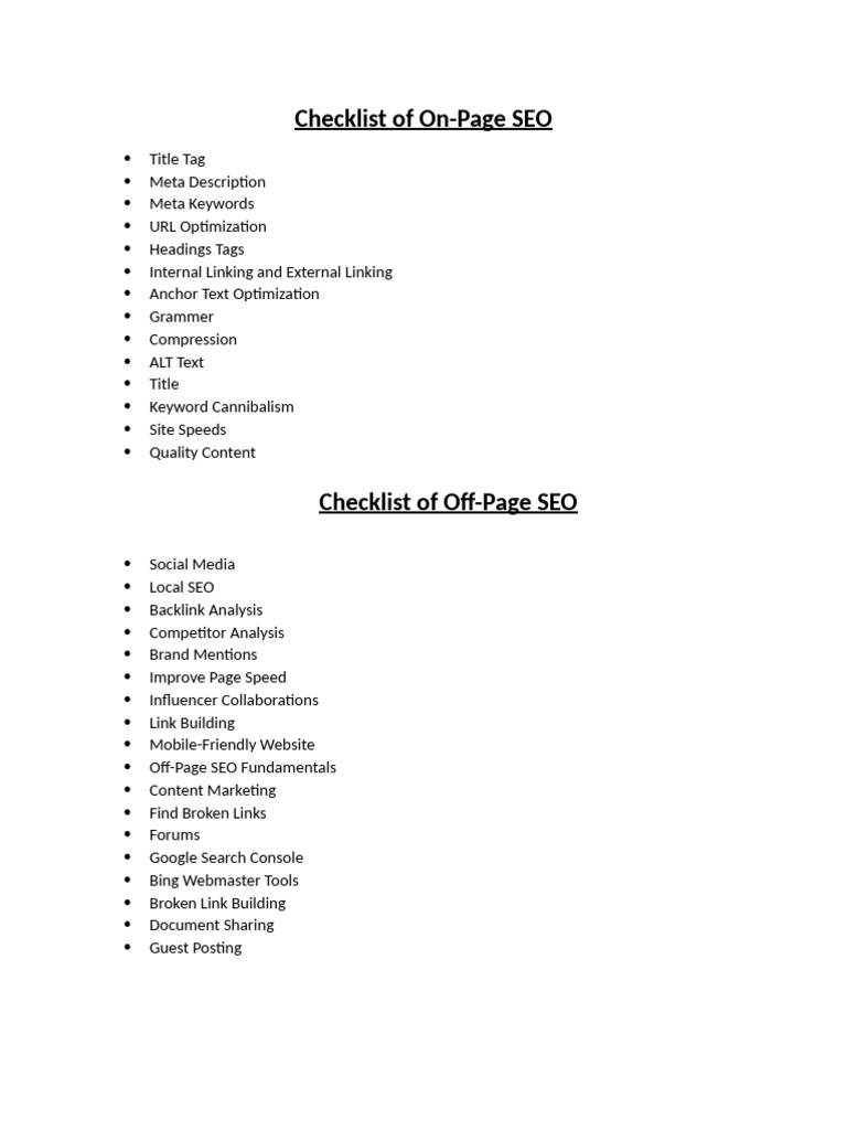 SEO Checklist | PDF