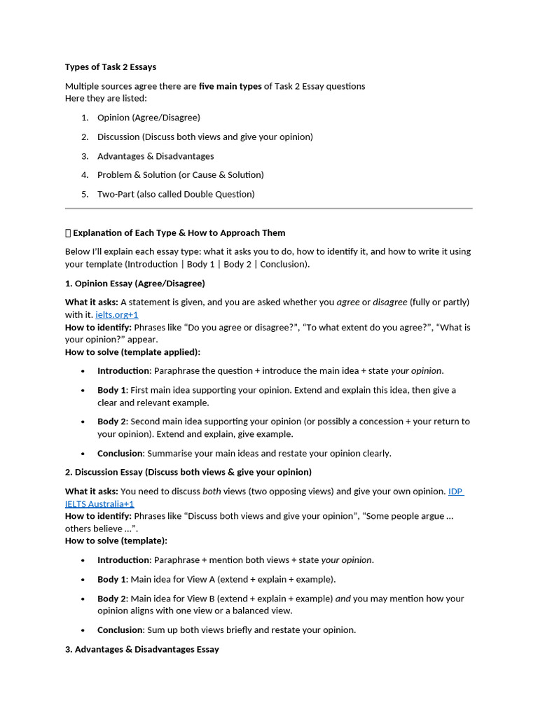 Types of Task 2 Essays | PDF | Essays