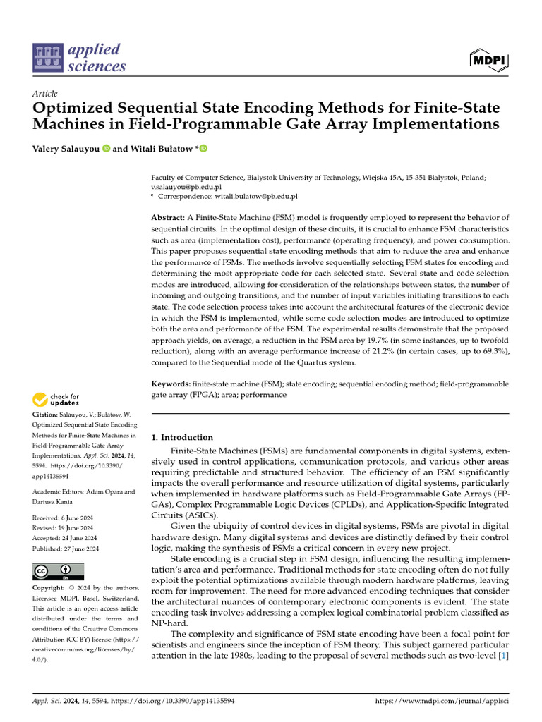 Optimized Sequential State Encoding Methods For Finite-State Machines ...