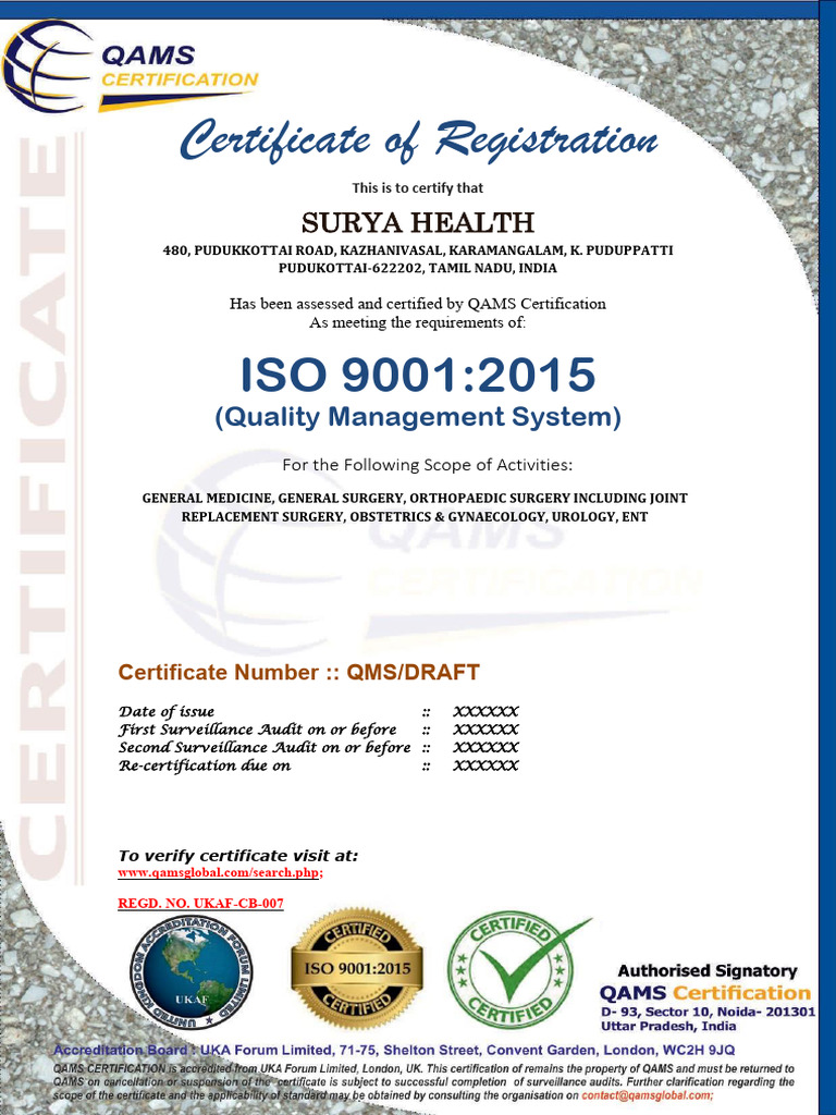 10 Re - 2 Draft Iso 9001 Surya Health | PDF