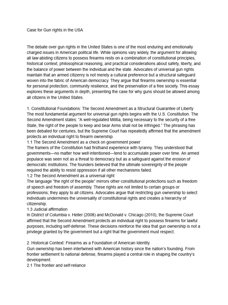 Case For Gun Rights in The USA | PDF | Second Amendment To The United ...