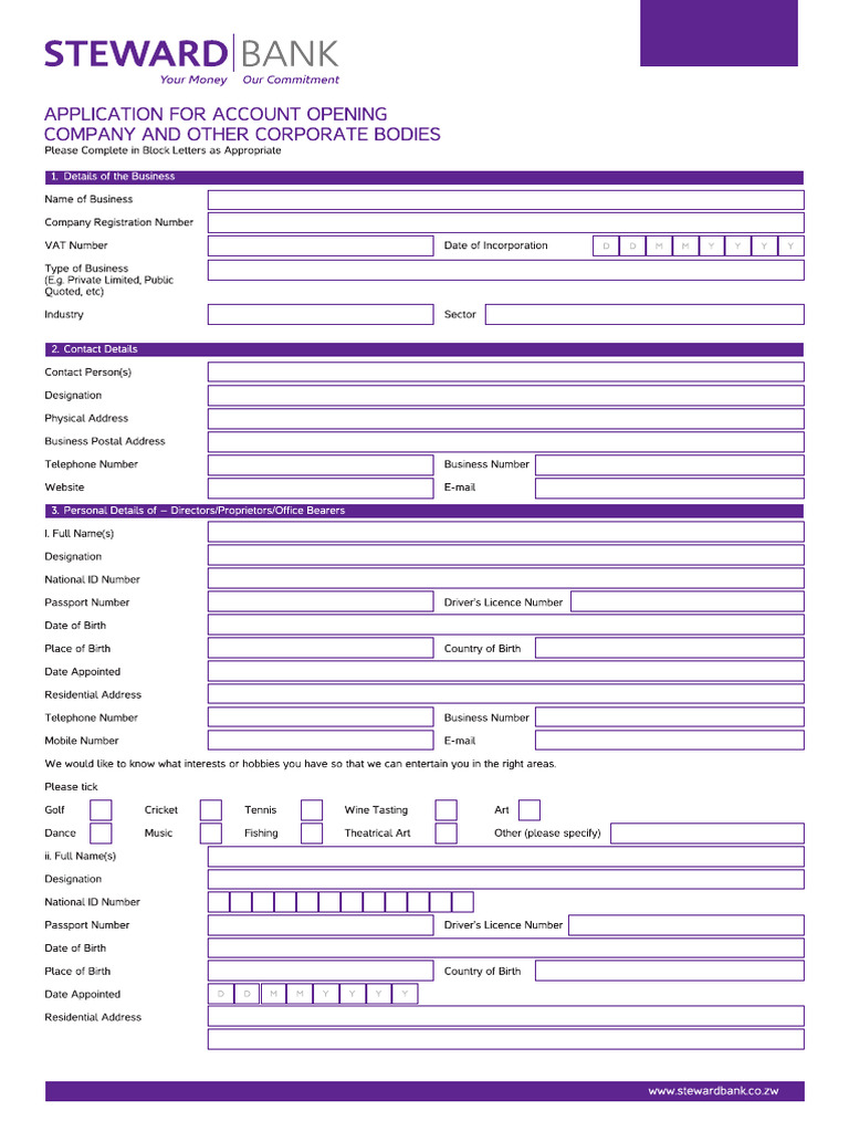 Application For Account Opening Company and Other Corporate | PDF