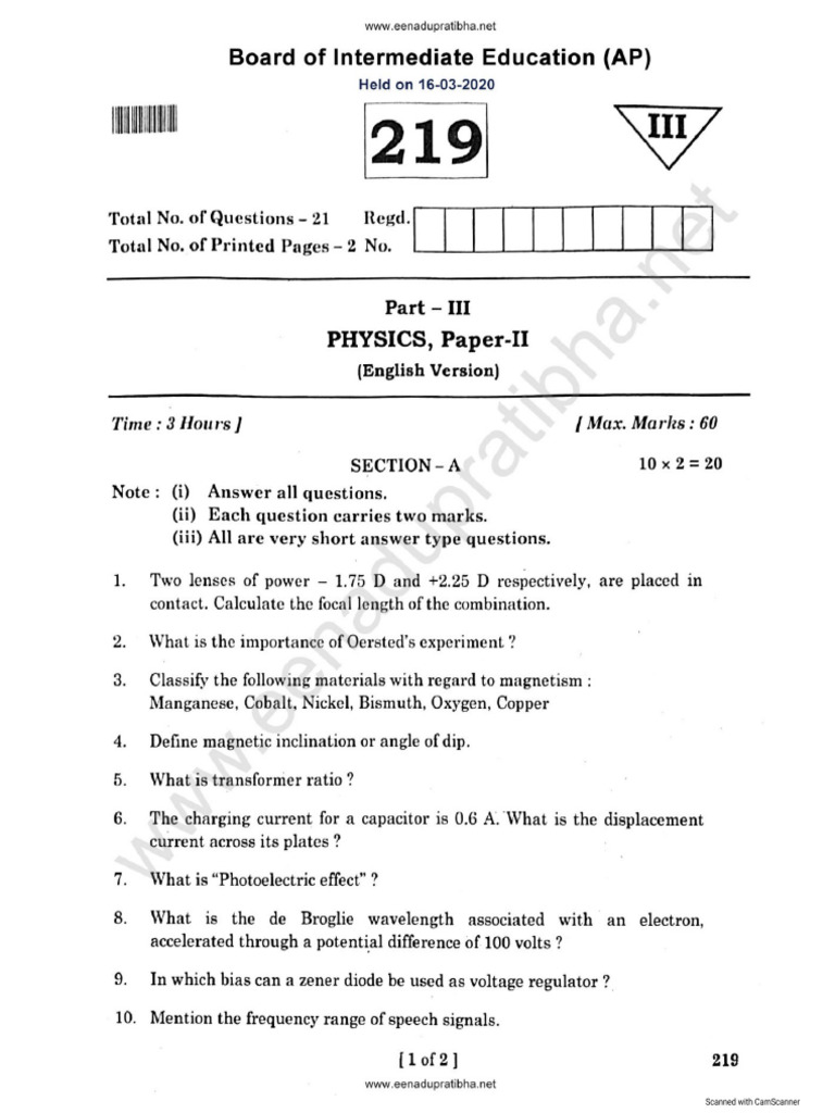 SR Phy EM 2020 | PDF