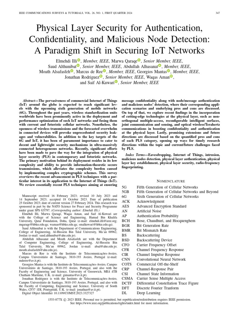 Physical Layer Security For Authentication Confidentiality and ...