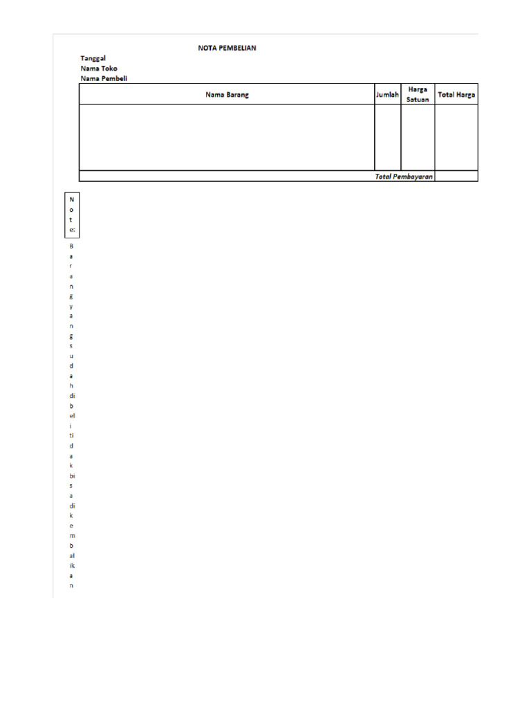Contoh Nota Pembelian 2 | PDF