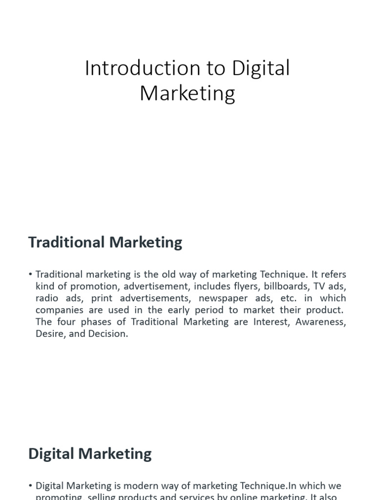 Introduction To Digital Marketing | PDF | Digital Marketing | Online ...
