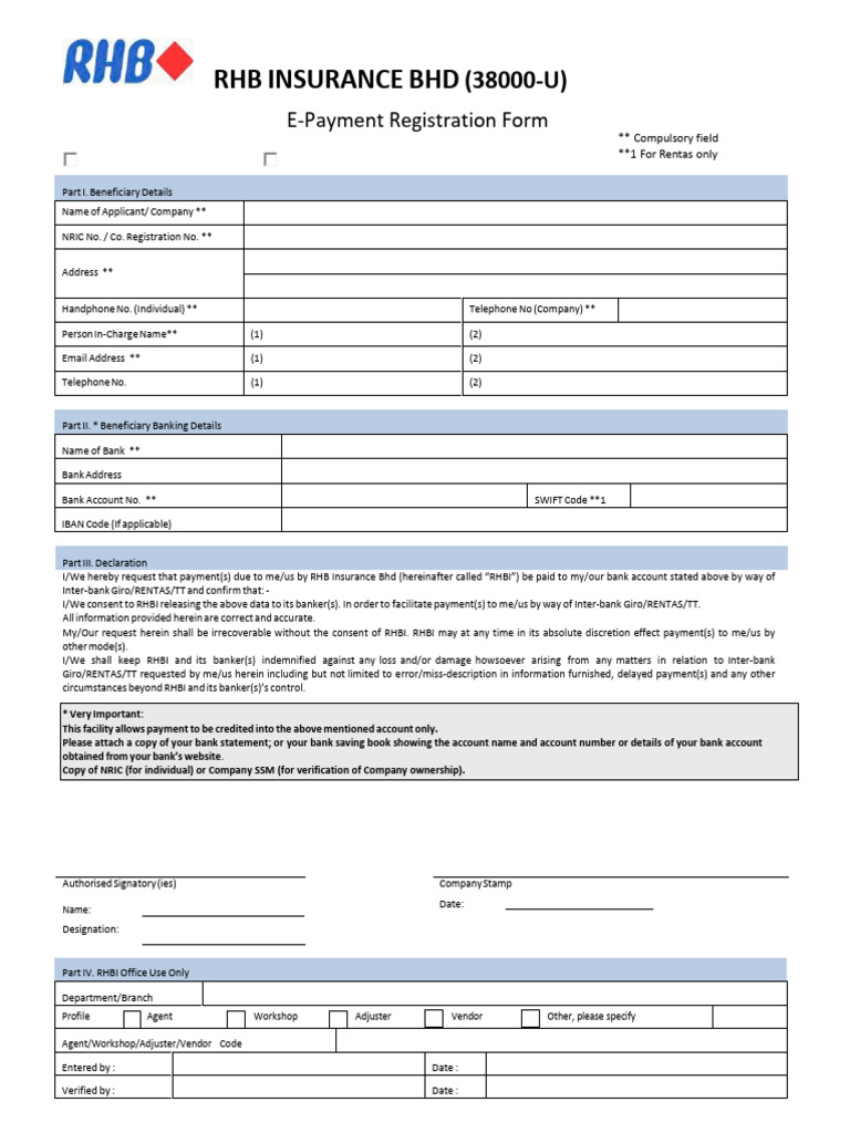 E-Payment Form Rhbi | PDF | Banking | Financial Services
