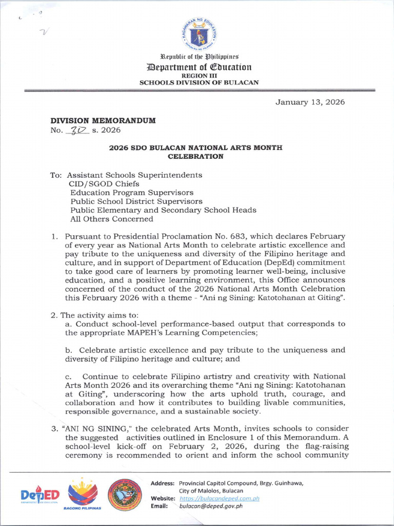 Division Memorandum No 030 S 2026 1 | PDF