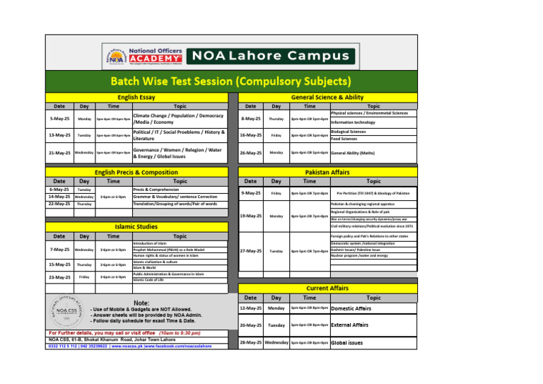Mock & Tests - Batch Wise Test Session | PDF | Pakistan