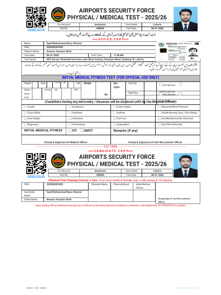Test Slip - Join ASF | PDF | Medical Specialties | Clinical Medicine