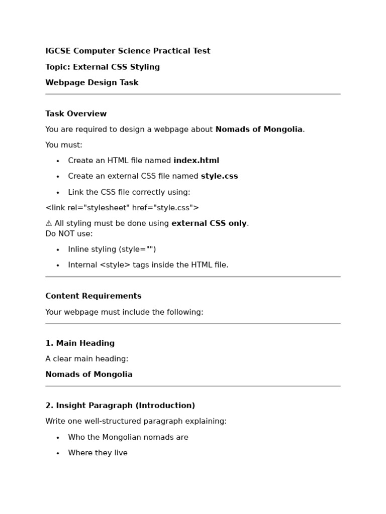 IGCSE Computer Science Practical Test | PDF | Interactive Media ...