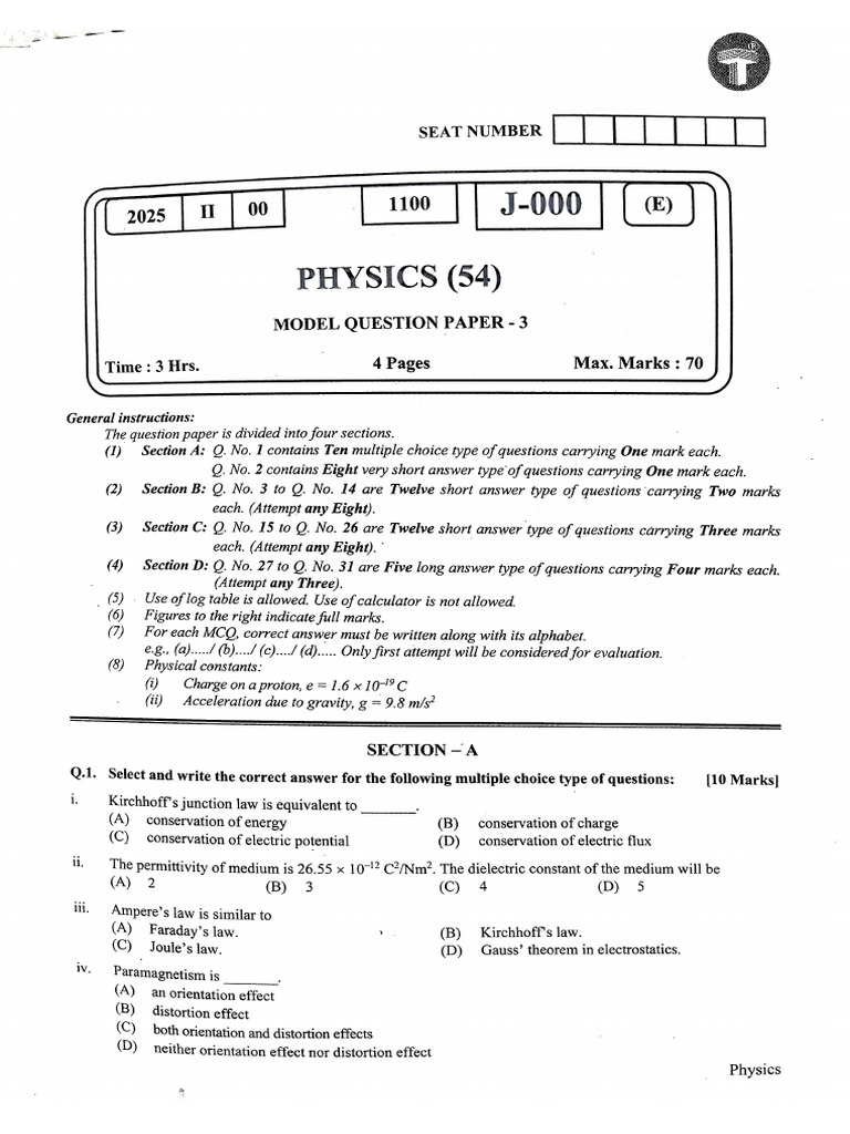 Physics Paper 3 | PDF