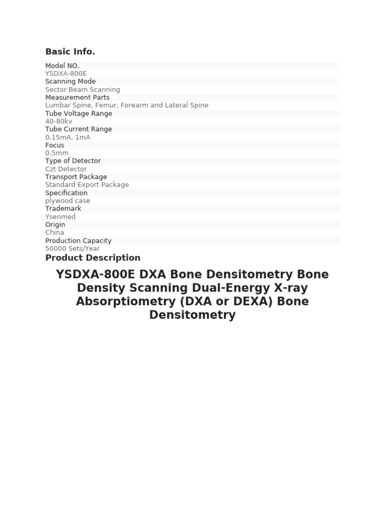 YSDXA-800E DXA Bone Densitometry Bone Density Scanning Dual-Energy X ...