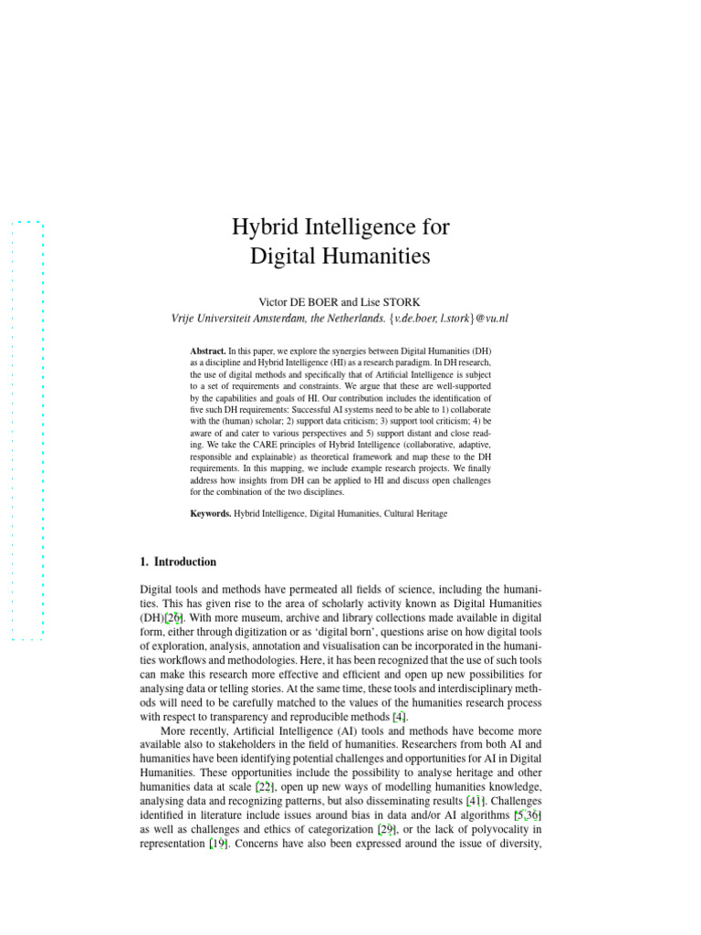 Hybrid Intelligence For Digital Humanities 22ii4y7u8f | PDF ...