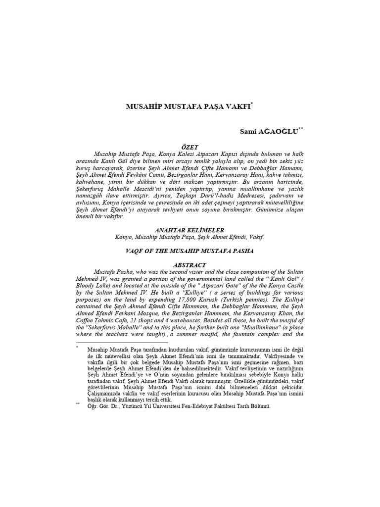 Musahip Mustafa Paşa Vakfı | PDF
