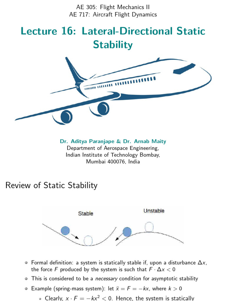 Lecture 16-Lateral Directional Static Stability-2023-AE 305 & AE 717-AM ...