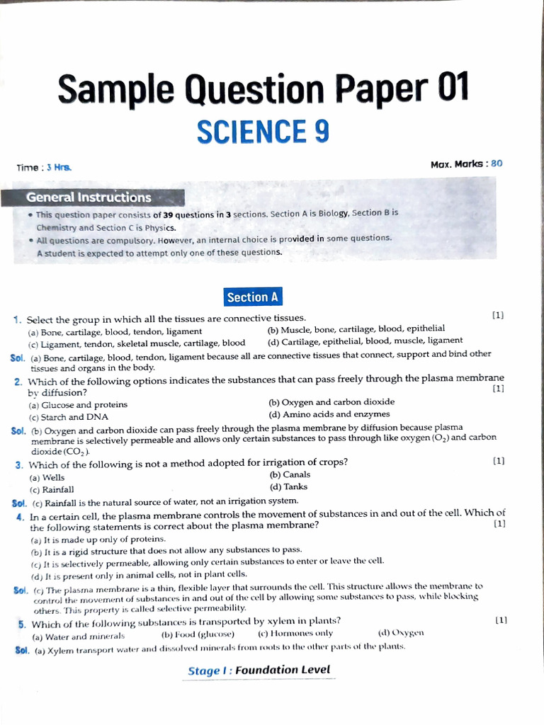 Class Ix Sample Question Paper Set-1-2026 | PDF