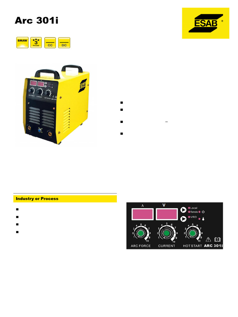 Arc 301i Fact Sheet | PDF | Mains Electricity | Power Inverter