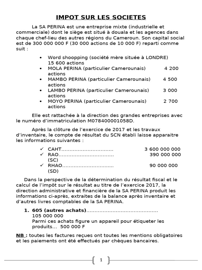 Impot Sur Les Societes | PDF