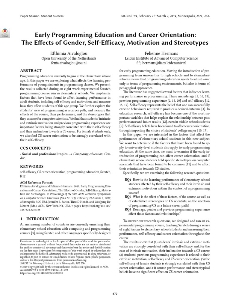 Early Programming Education and Career Orientation - The Effects of ...