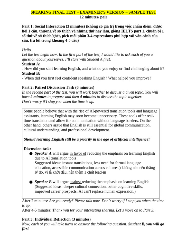 Speaking Practice Test | PDF | Artificial Intelligence | Intelligence ...
