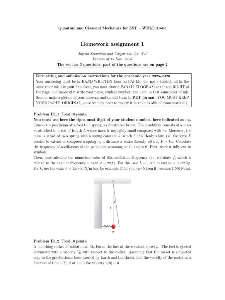 Homework Assignment 1 | PDF | Force | Rocket