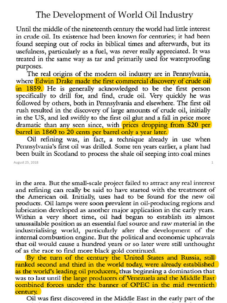 2018 Text On Development of Crude Oil Markets | PDF