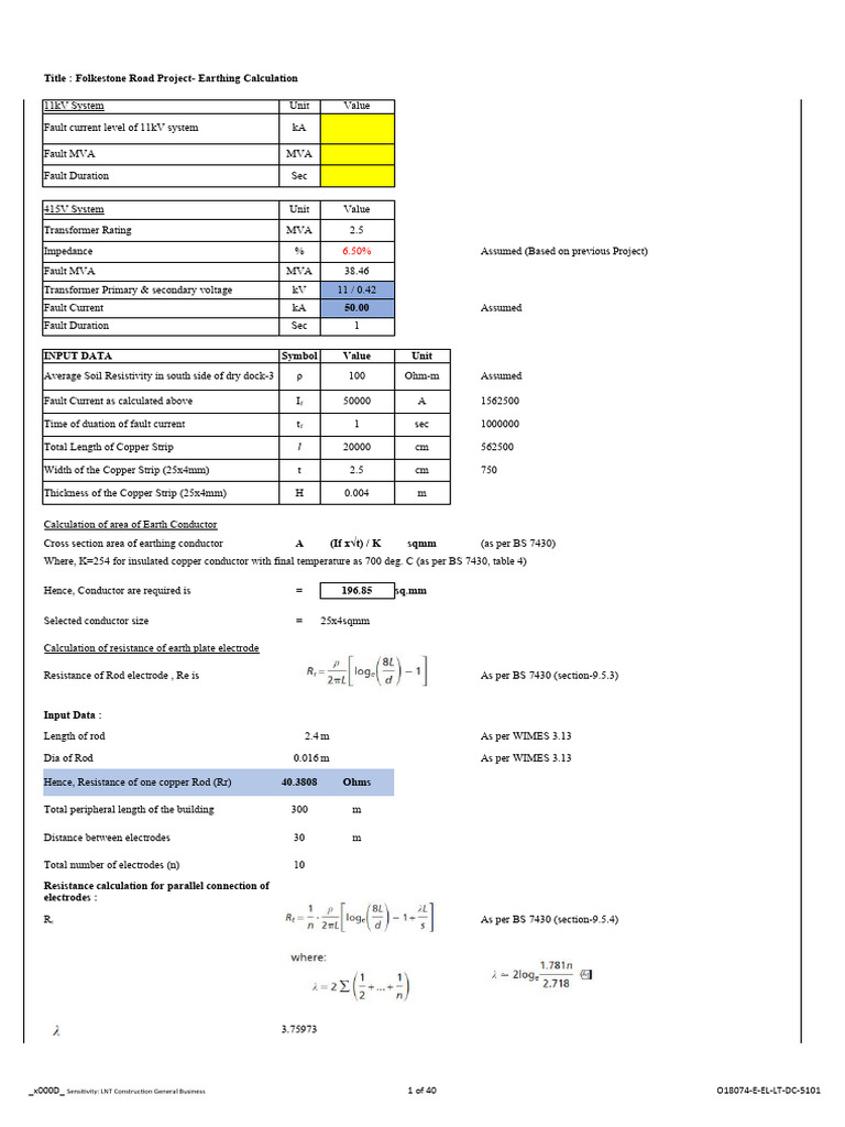 BS7430 Earthing Calculation | PDF | Electrical Resistance And ...
