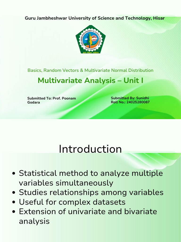 Multivariate Analysis Unit1 Sunidhi03.Pptx 20260216 203800 0000 | PDF ...