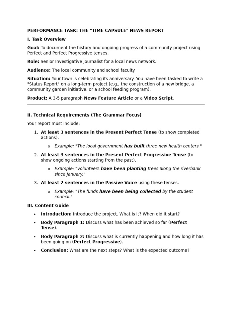 Performance Task 1 | PDF | Grammatical Tense