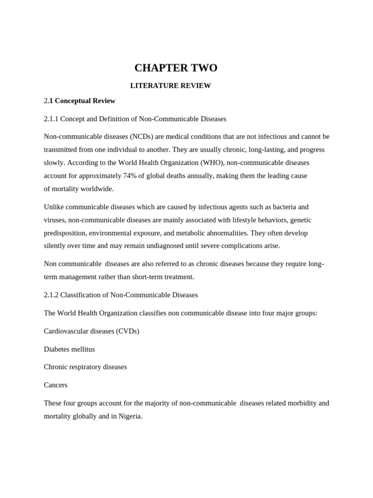 Project Ncds Chapter Two | PDF | Non Communicable Disease | Diabetes