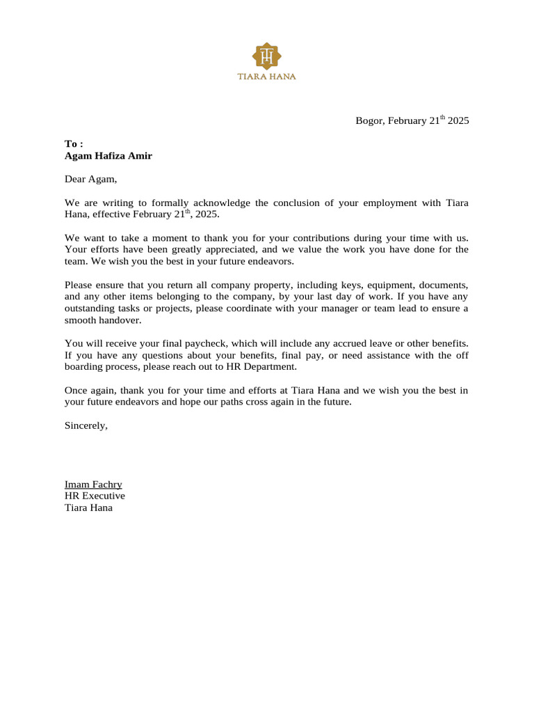 Offboard Letter | PDF