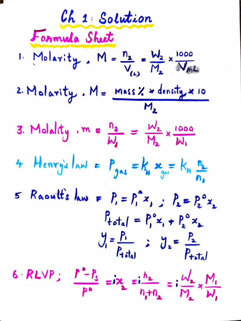 Formula Sheet CH 1 | PDF