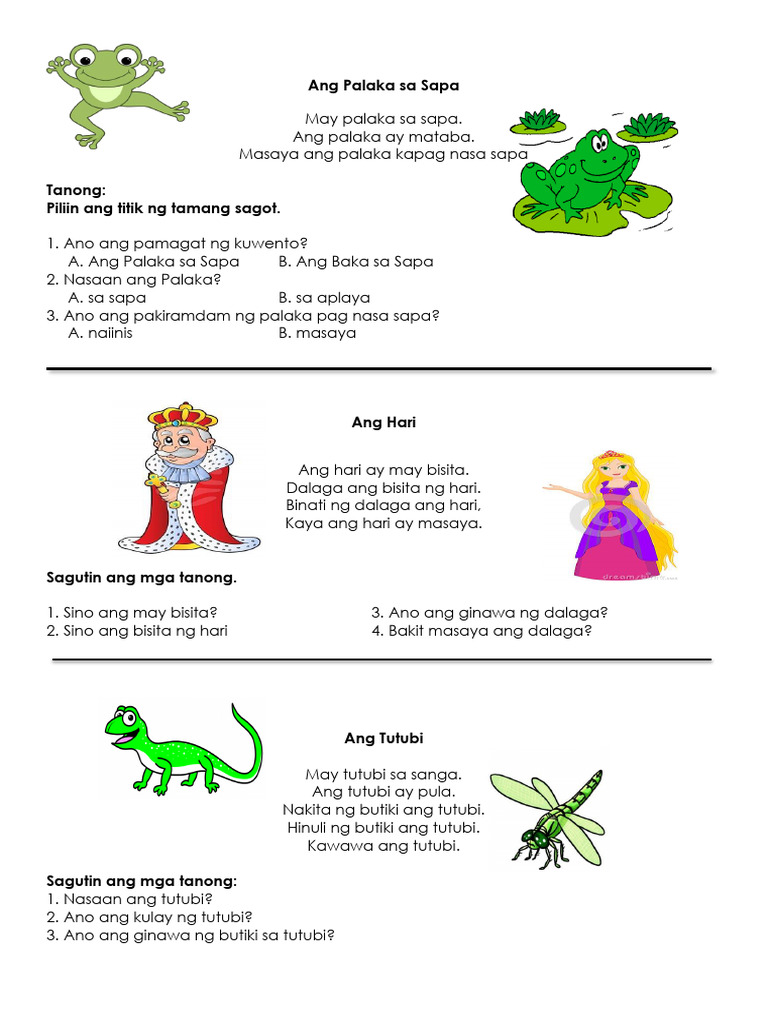 Story With Questions Tagalog | PDF