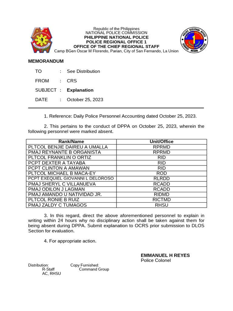 RHQ Explanation Pcms Rivera | PDF