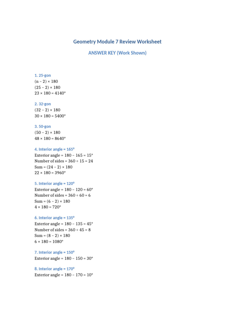 Geometry Module 7 Answer Key | PDF