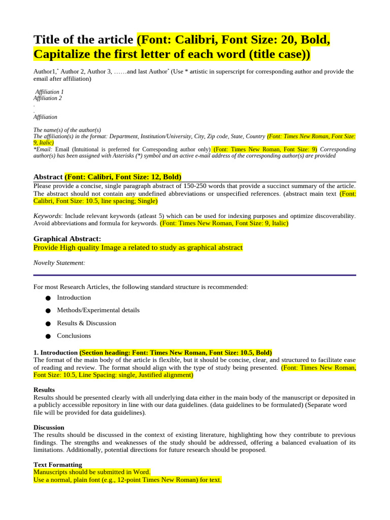 Title of The Article (Font: Calibri, Font Size: 20, Bold, Capitalize ...