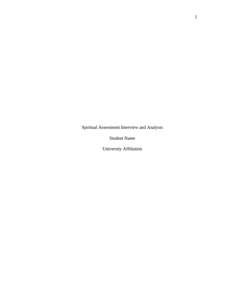 Spiritual Assessment Interview and Analysis | PDF | Prayer | Spiritual ...