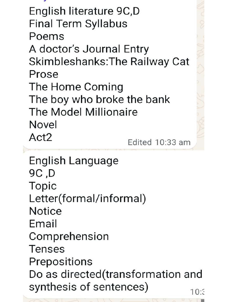 9th Final Term Syllabus | PDF
