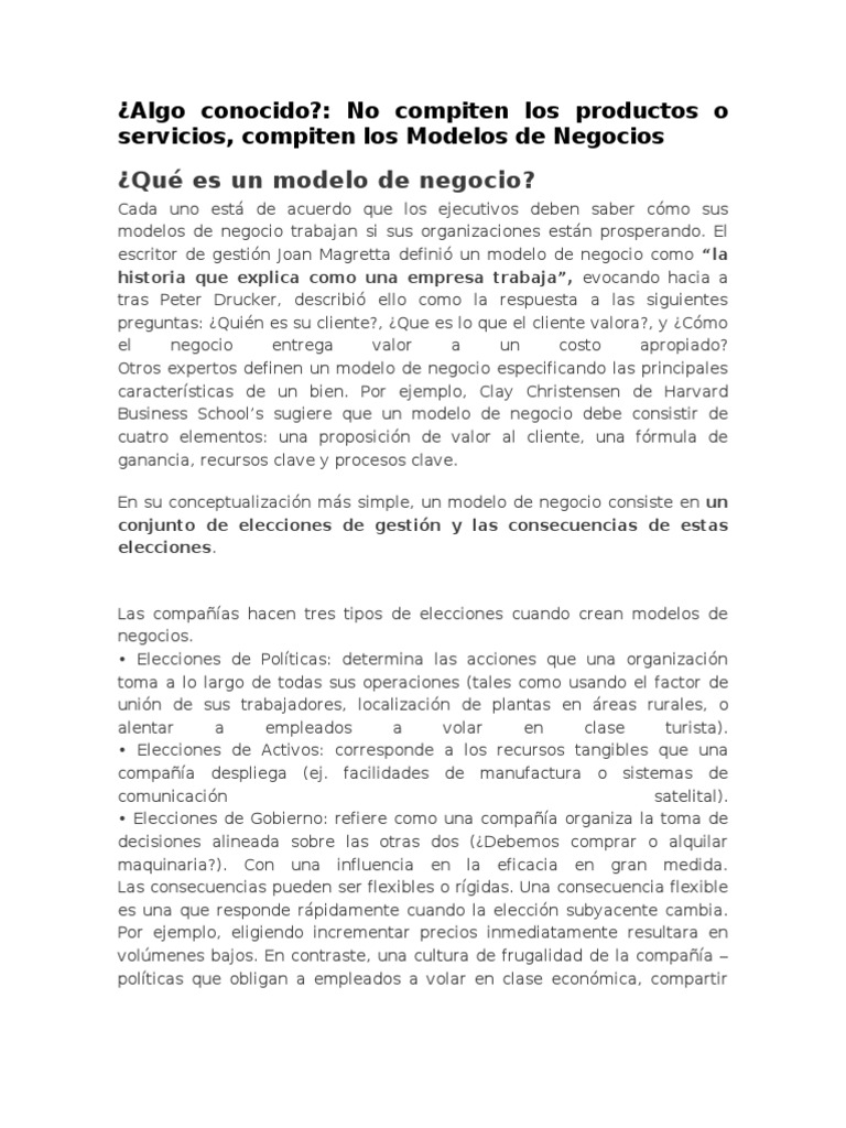 Innovación en Modelos de Negocio | PDF | Modelo de negocio | Innovación