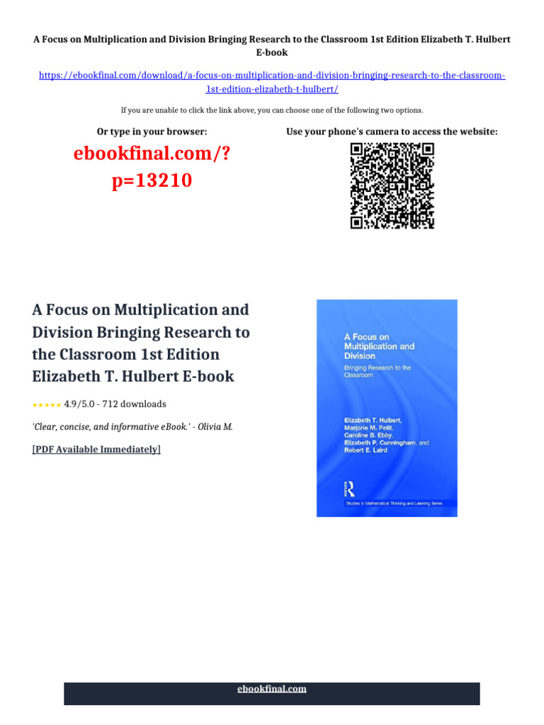 A Focus on Multiplication and Division Bringing Research to the ...