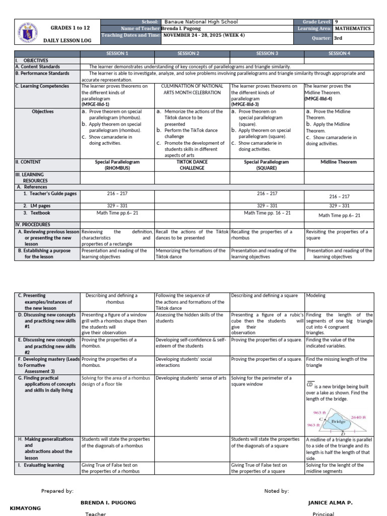 3rd Quarter Math 9-Week 4 | PDF | Learning | Mathematics