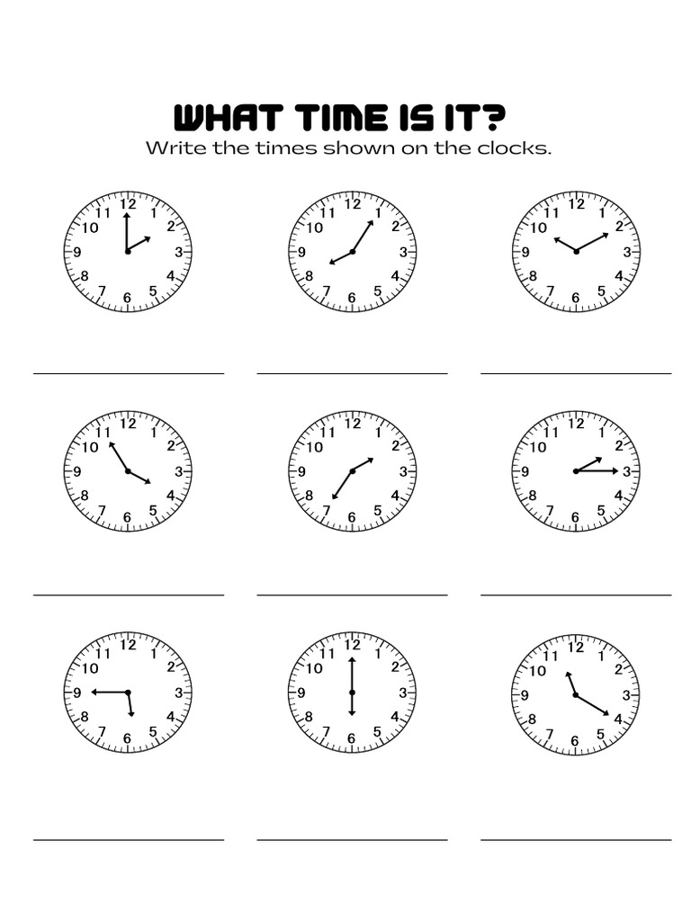 Telling Time Clocks Worksheet | PDF