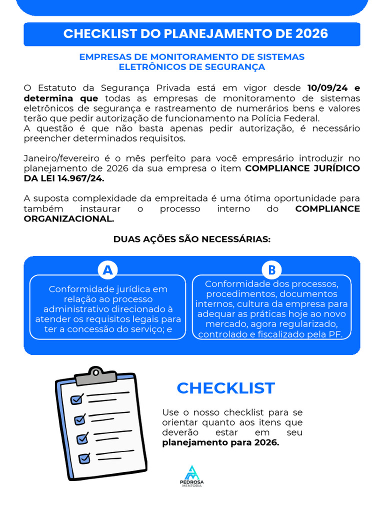 Checklist Planejamento 2026 - Arq | PDF | Conformidade regulatória ...