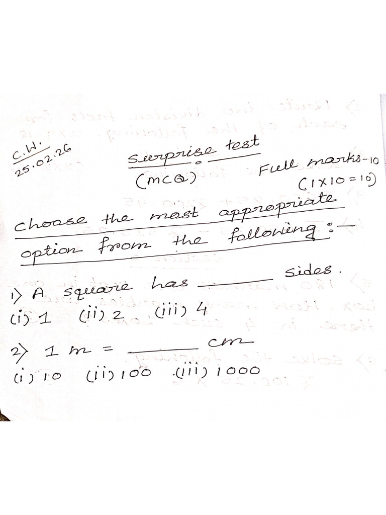 Surprise Test, Feb 25, 2026 | PDF