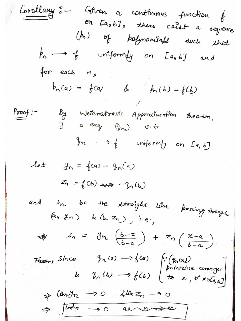 Weierstrass Approximation Theorem Notes | PDF